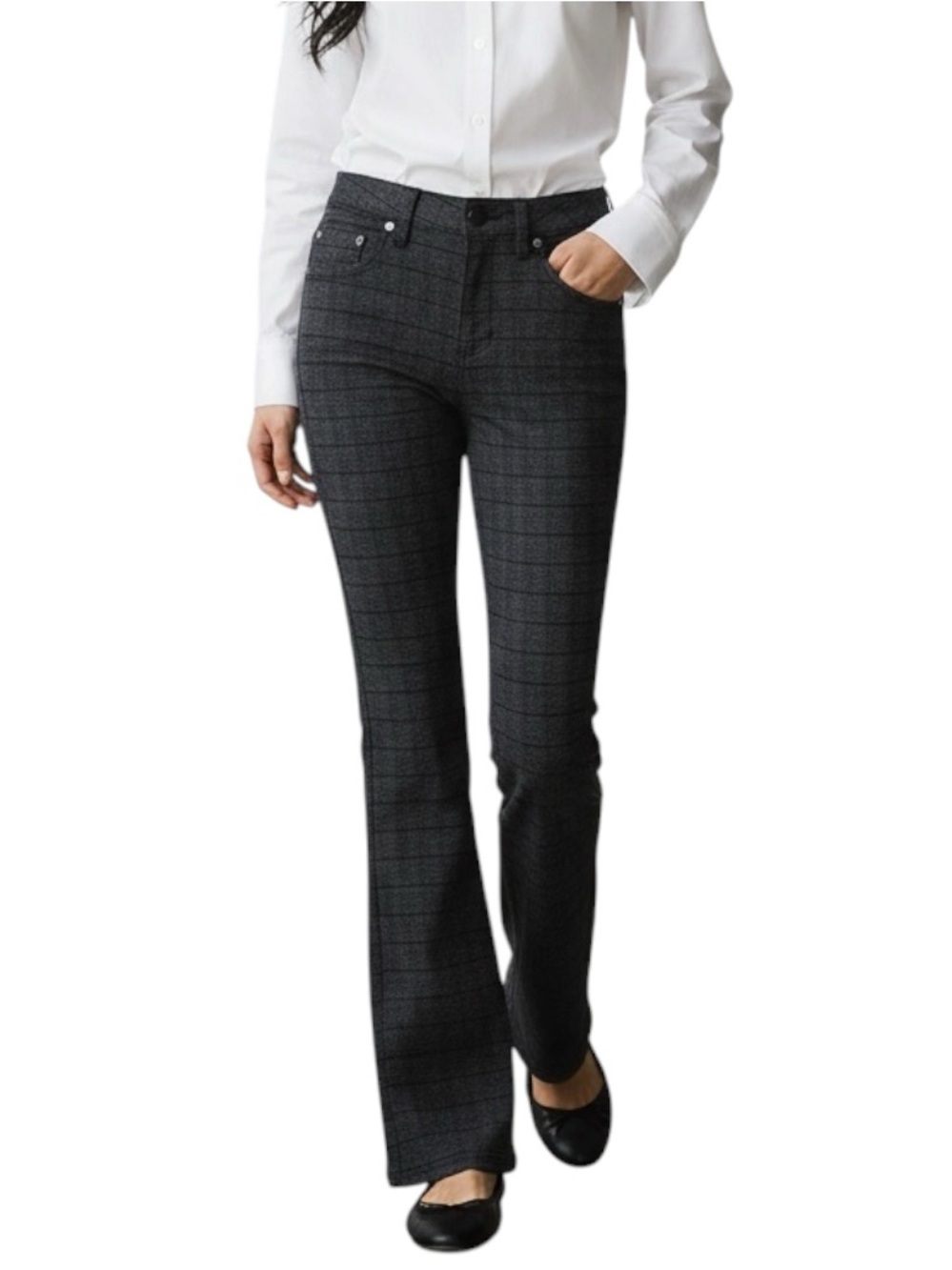 Vera Wang Black White Plaid Bootcut WhimsiGoth Pants NWOT Size XS